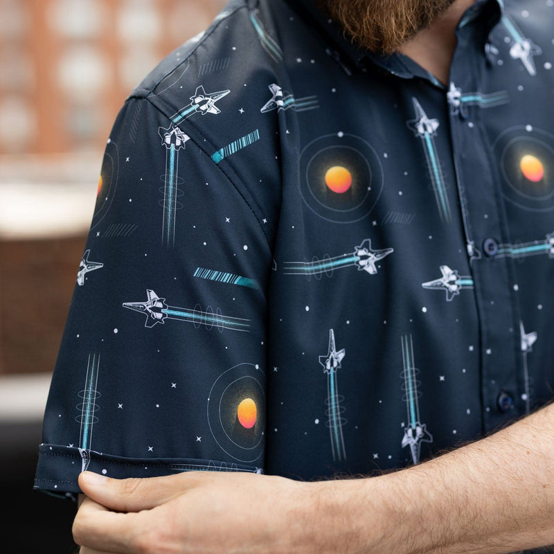 RSVLTS Into Infinity KUNUFLEX Short Sleeve Shirt in Blue — detail 5