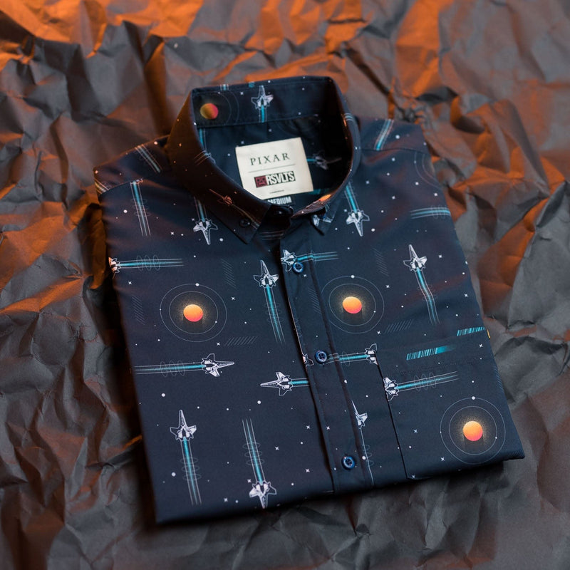 RSVLTS Into Infinity KUNUFLEX Short Sleeve Shirt in Blue — detail 8