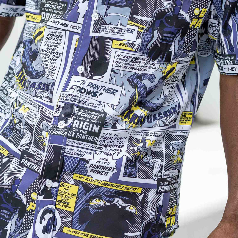RSVLTS The Panther Follows KUNUFLEX Short Sleeve Shirt in Black — detail 6