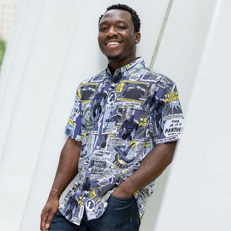RSVLTS The Panther Follows KUNUFLEX Short Sleeve Shirt in Black — detail 7