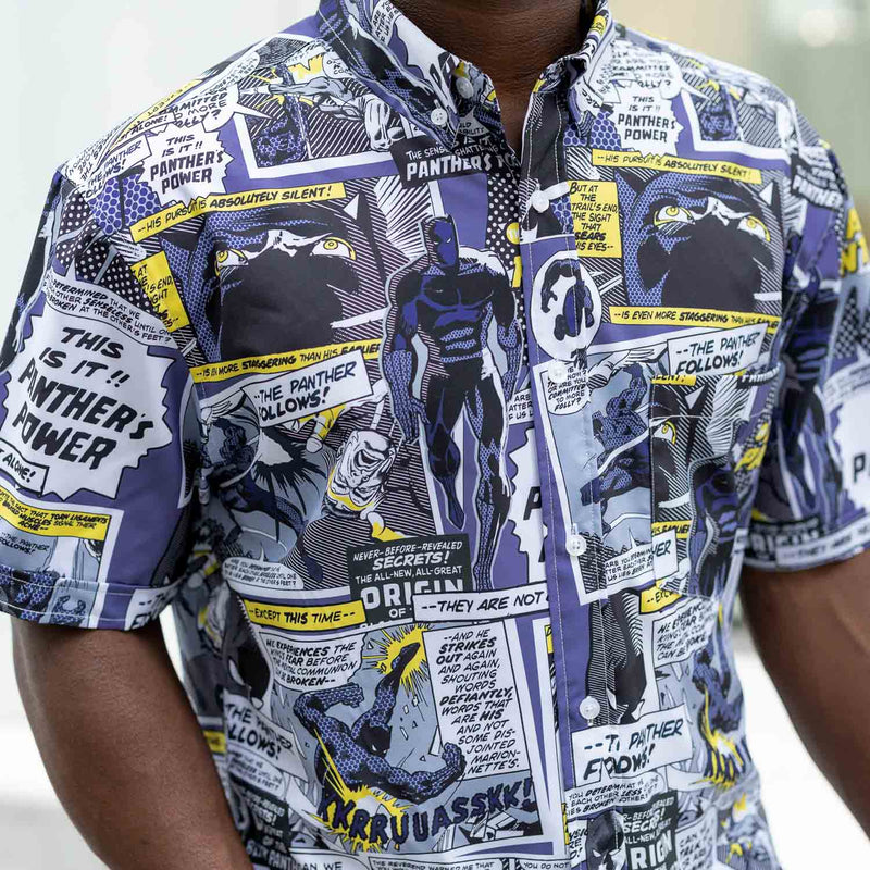 RSVLTS The Panther Follows KUNUFLEX Short Sleeve Shirt in Black — detail 9