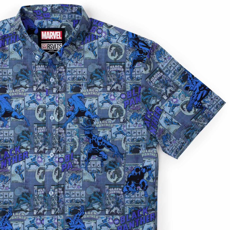 RSVLTS Panther Power KUNUFLEX Short Sleeve Shirt in Blue — front view