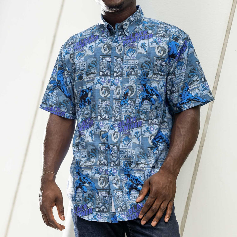 RSVLTS Panther Power KUNUFLEX Short Sleeve Shirt in Blue — detail 10
