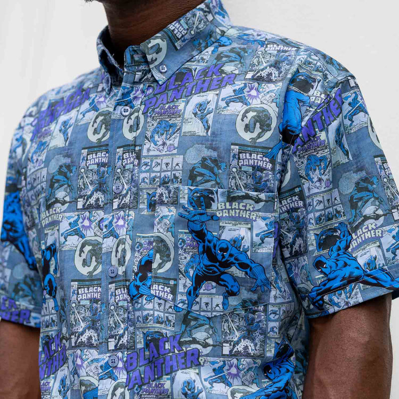 RSVLTS Panther Power KUNUFLEX Short Sleeve Shirt in Blue — detail 11