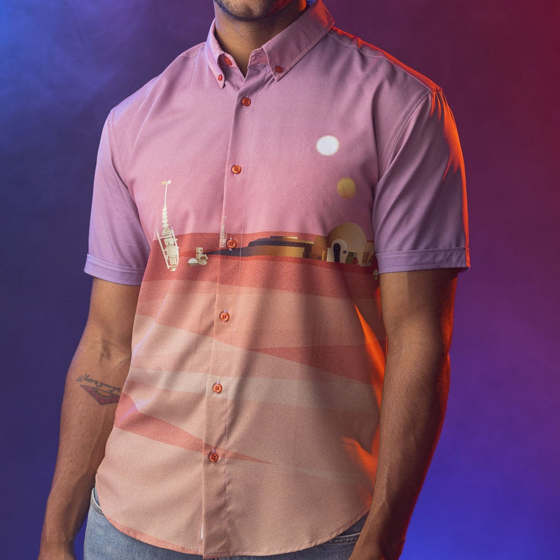 RSVLTS Rising Suns KUNUFLEX Short Sleeve Shirt in Pink — front view