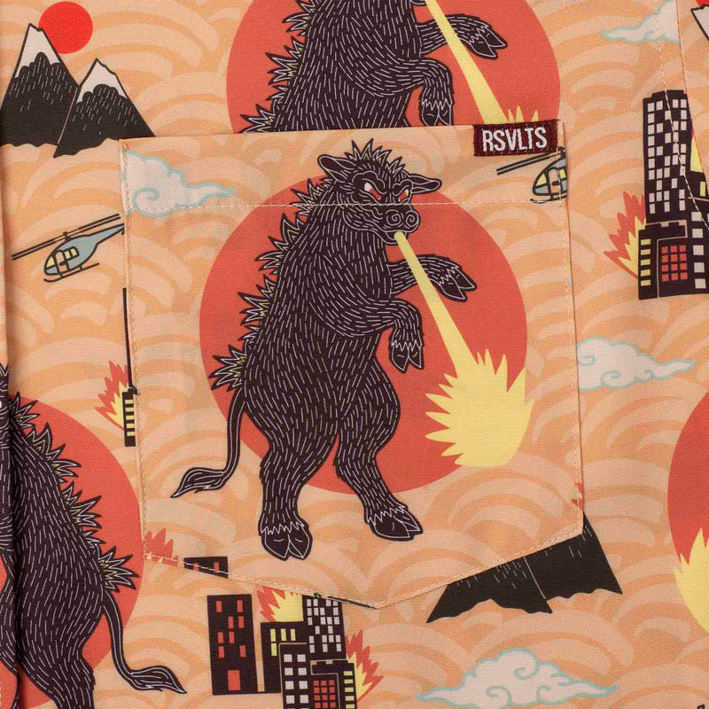 RSVLTS Cowju KUNUFLEX Short Sleeve Shirt in Orange — detail 2