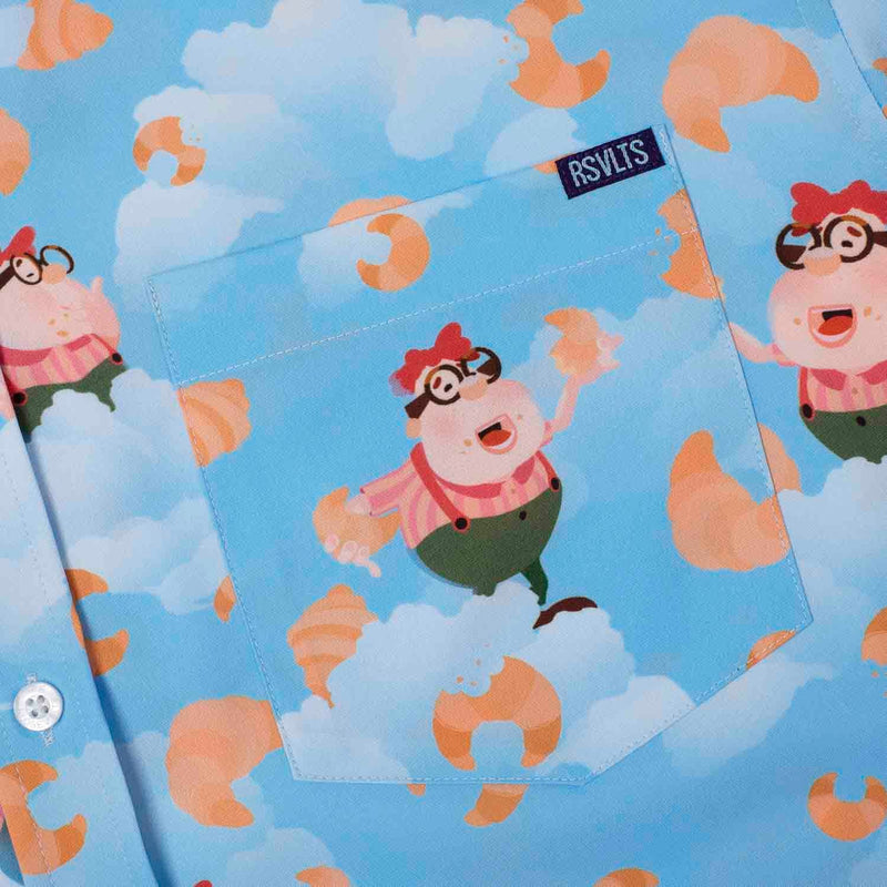 RSVLTS Carl's Croissants KUNUFLEX Short Sleeve Shirt in Blue — detail 2