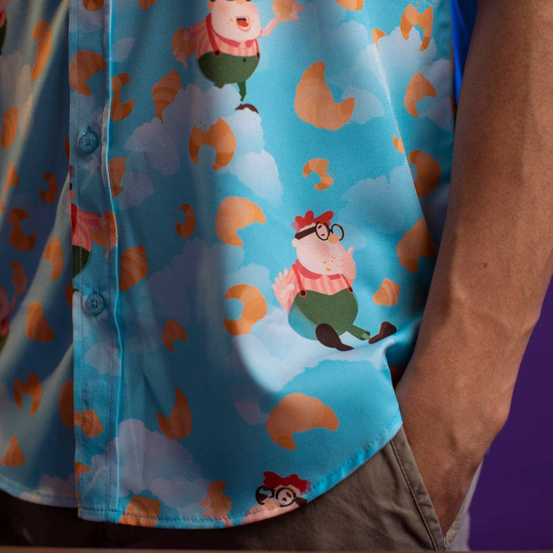 RSVLTS Carl's Croissants KUNUFLEX Short Sleeve Shirt in Blue — detail 7