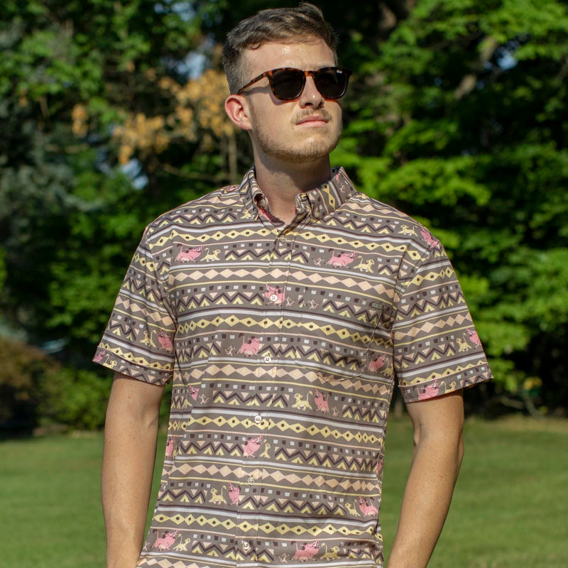 RSVLTS Hakuna Matata KUNUFLEX Short Sleeve Shirt in Brown — detail 10