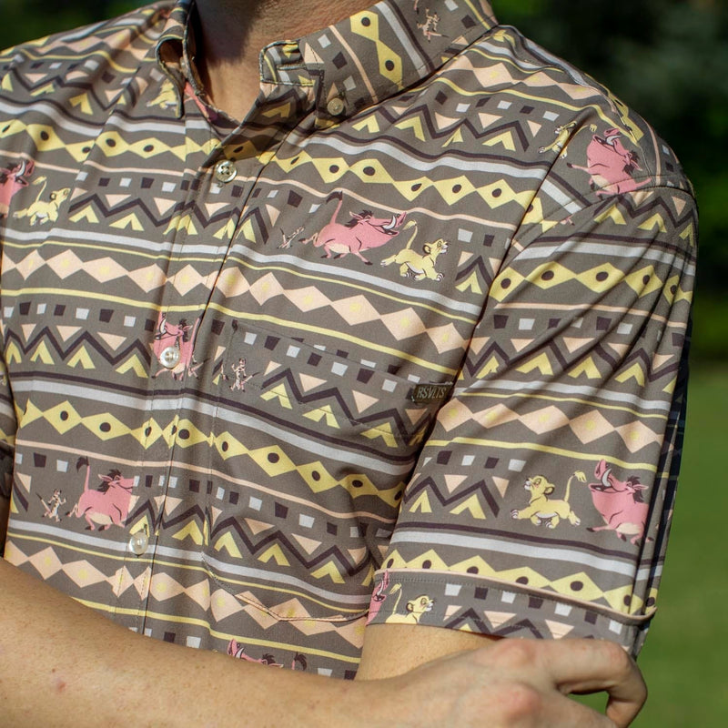 RSVLTS Hakuna Matata KUNUFLEX Short Sleeve Shirt in Brown — detail 6