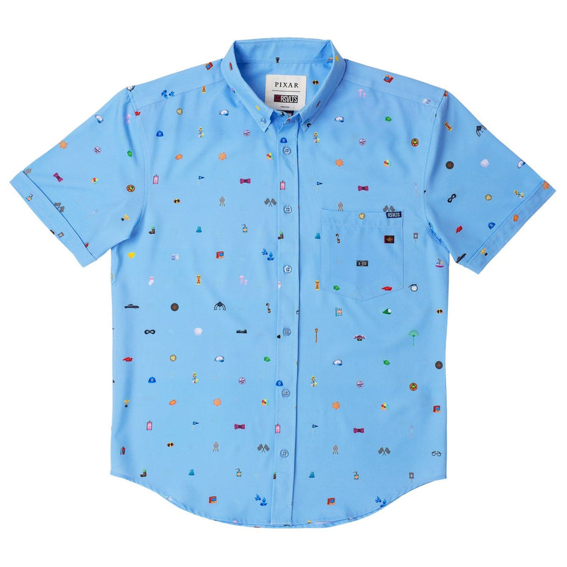 RSVLTS Lil Ventures KUNUFLEX Short Sleeve Shirt in Blue — detail 2