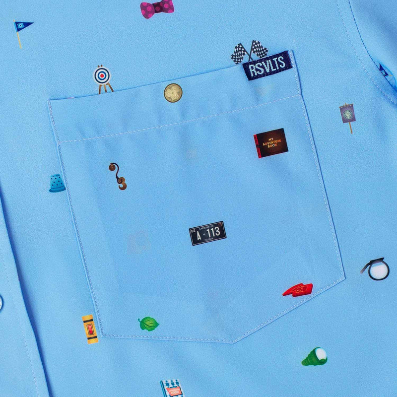 RSVLTS Lil Ventures KUNUFLEX Short Sleeve Shirt in Blue — detail 3