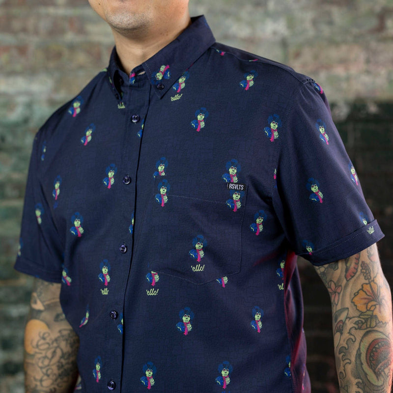 RSVLTS Ello! KUNUFLEX Short Sleeve Shirt in Blue — front view