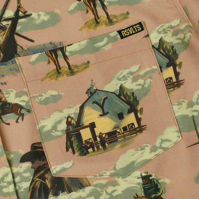RSVLTS Dutton Ranch KUNUFLEX Short Sleeve Shirt in Brown — detail 4