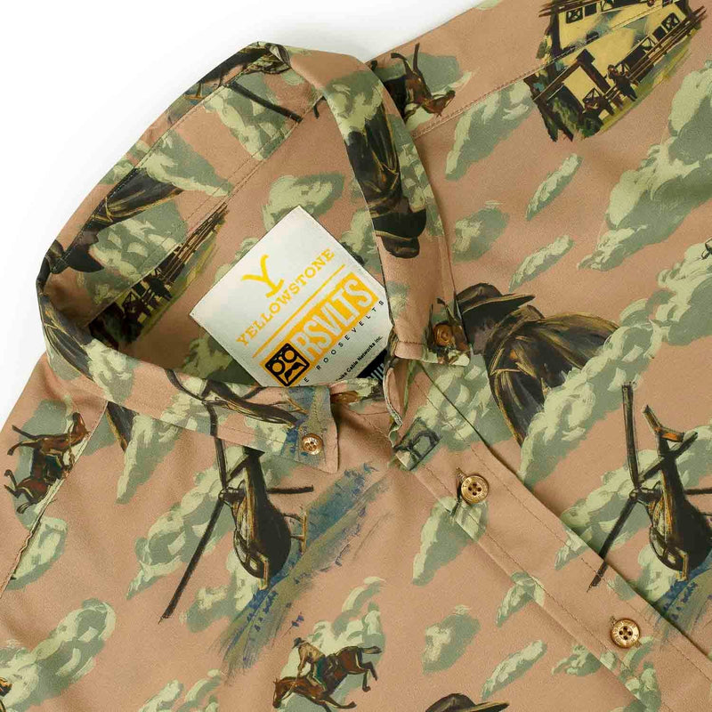 RSVLTS Dutton Ranch KUNUFLEX Short Sleeve Shirt in Brown — detail 6