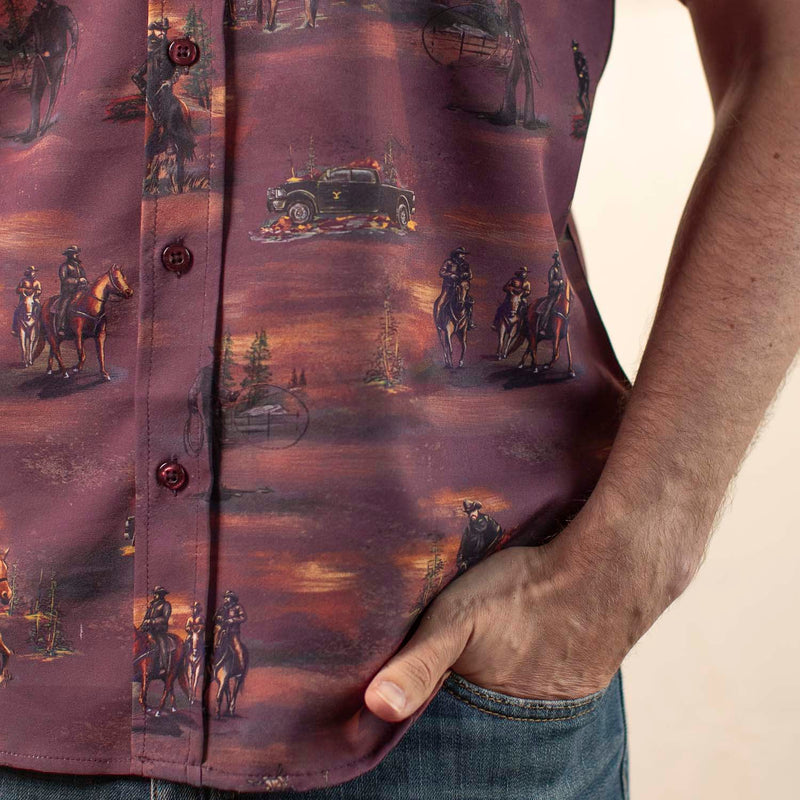RSVLTS Tough & Merciless KUNUFLEX Short Sleeve Shirt in Brown — detail 5