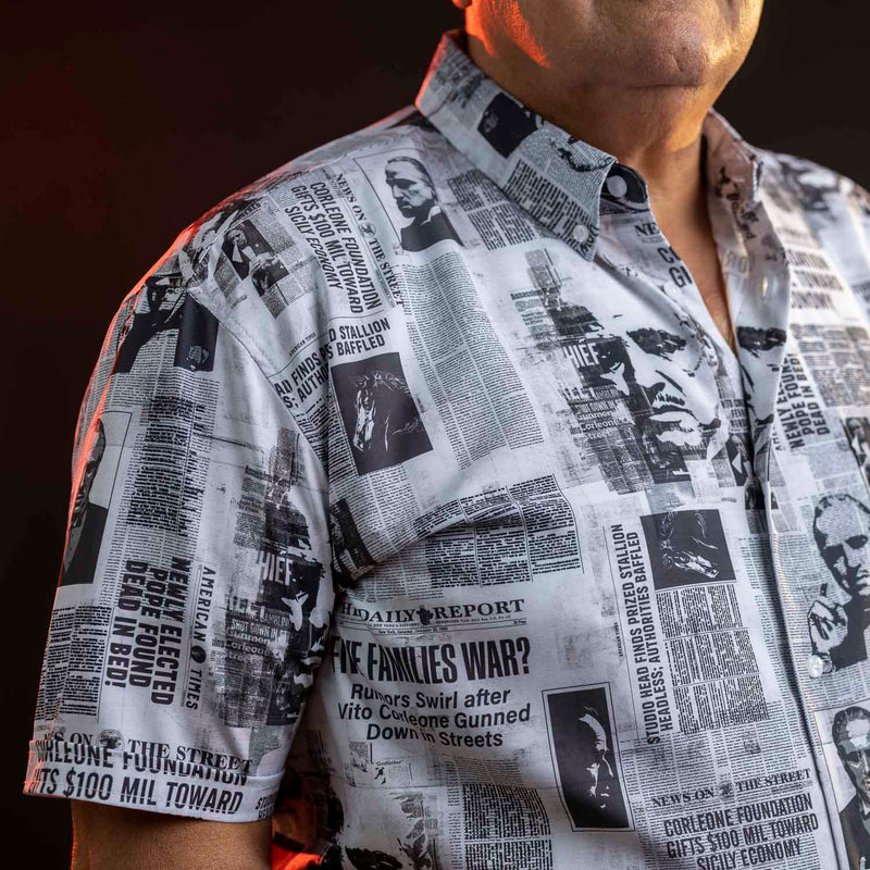RSVLTS Headlines KUNUFLEX Short Sleeve Shirt in Black — detail 7