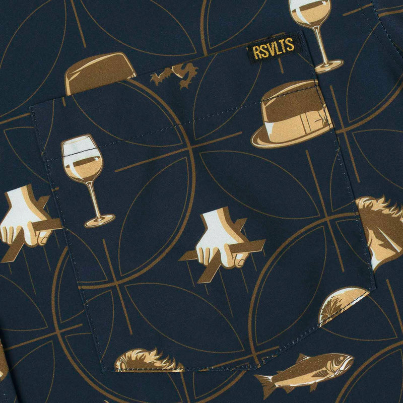 RSVLTS The Godfather ”Family Business” KUNUFLEX Short Sleeve Shirt in Blue — detail 3