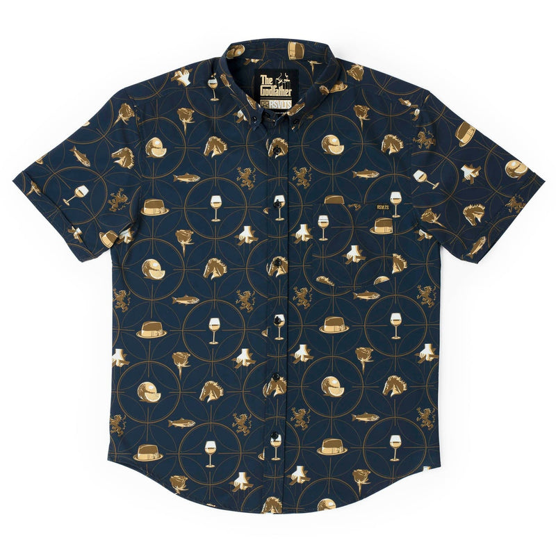 RSVLTS The Godfather ”Family Business” KUNUFLEX Short Sleeve Shirt in Blue — detail 4