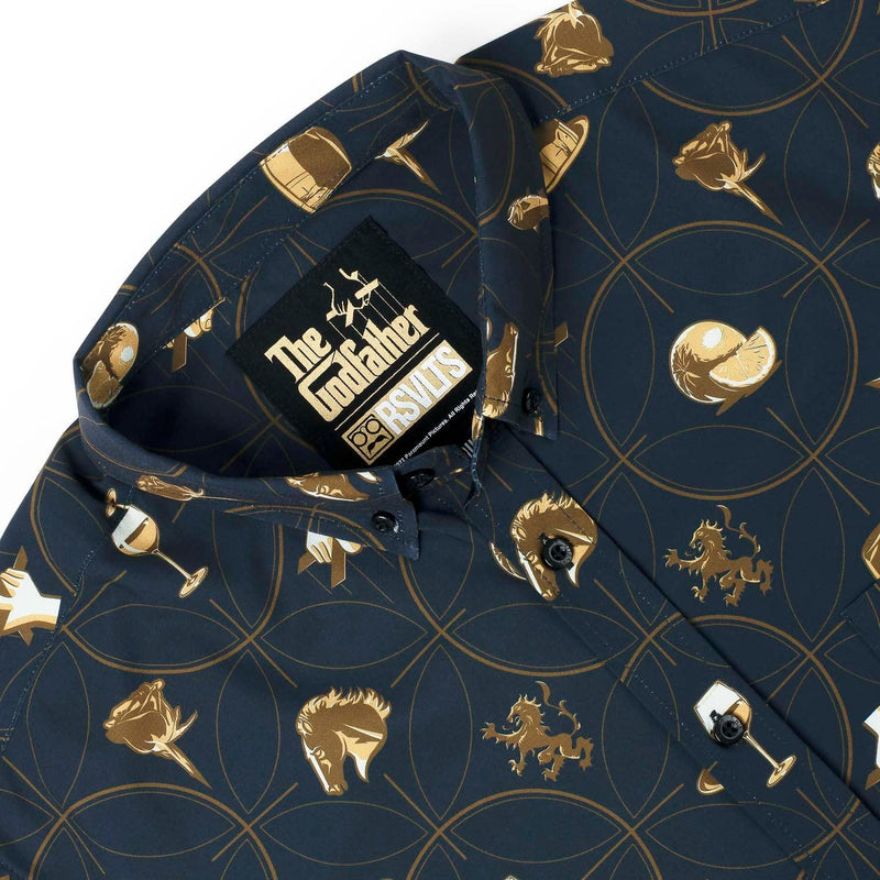 RSVLTS The Godfather ”Family Business” KUNUFLEX Short Sleeve Shirt in Blue — detail 6
