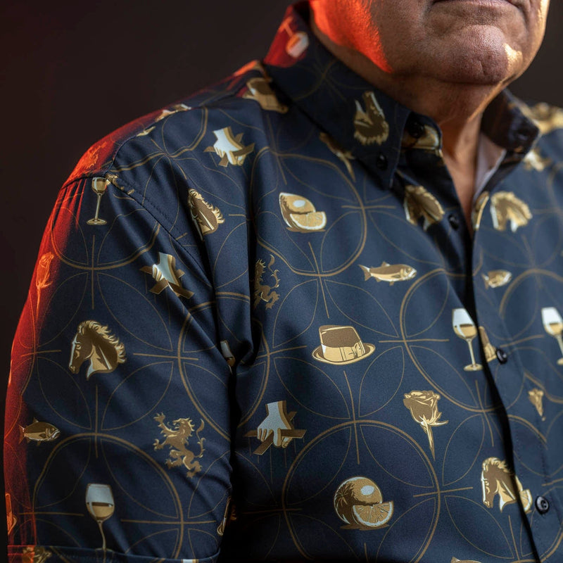 RSVLTS The Godfather ”Family Business” KUNUFLEX Short Sleeve Shirt in Blue — detail 7