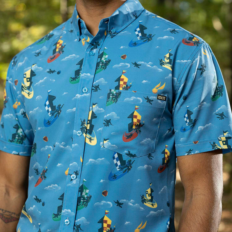 RSVLTS Bludger, Quaffle, Snitch KUNUFLEX Short Sleeve Shirt in Blue — detail 3
