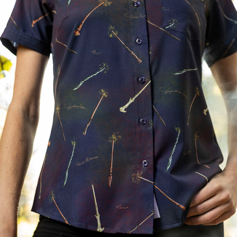 RSVLTS Ollivander’s Best Women's KUNUFLEX Short Sleeve Shirt in Blue — detail 3