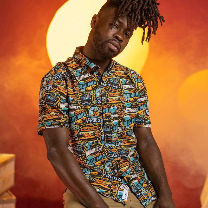 RSVLTS Mandolicious KUNUFLEX Short Sleeve Shirt in Black — detail 6