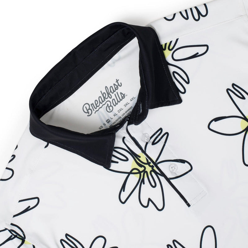 RSVLTS Flower Doodle All-Day Polo in Black — detail 2