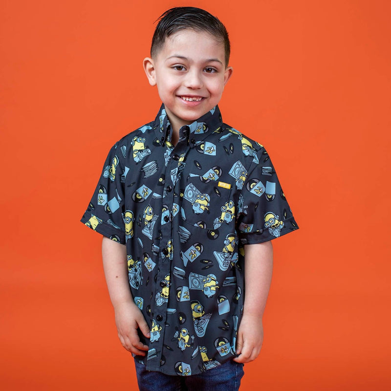 RSVLTS Minionmix Youth KUNUFLEX Short Sleeve Shirt in Blue — front view