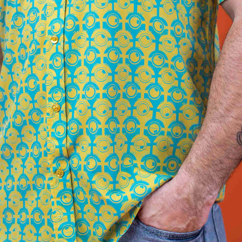 RSVLTS For Your Eye Only KUNUFLEX Short Sleeve Shirt in Blue — front view