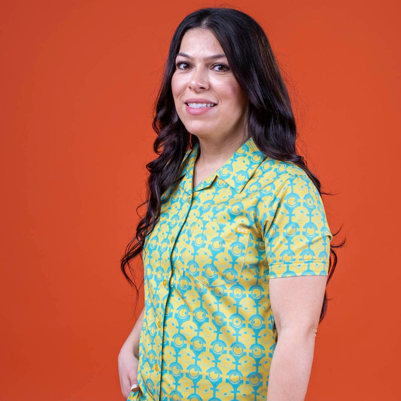 RSVLTS For Your Eye Only Women's KUNUFLEX Short Sleeve Shirt in Blue — detail 3