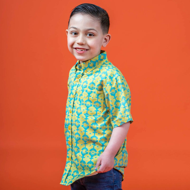 RSVLTS For Your Eye Only Youth KUNUFLEX Short Sleeve Shirt in Blue — front view