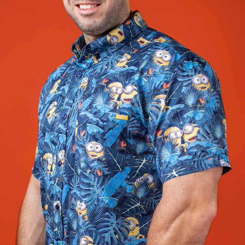 RSVLTS In Search of BA NA NA KUNUFLEX Short Sleeve Shirt in Blue — detail 2