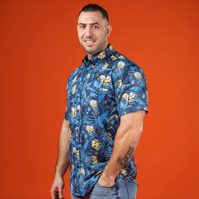 RSVLTS In Search of BA NA NA KUNUFLEX Short Sleeve Shirt in Blue — detail 7