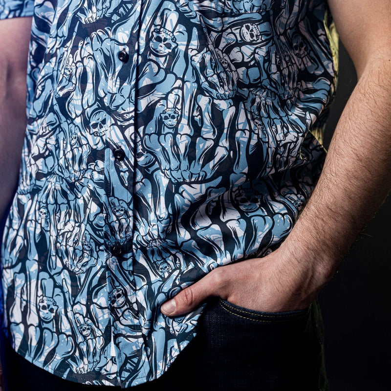 RSVLTS Stone Cold Salute KUNUFLEX Short Sleeve Shirt in Black — detail 4