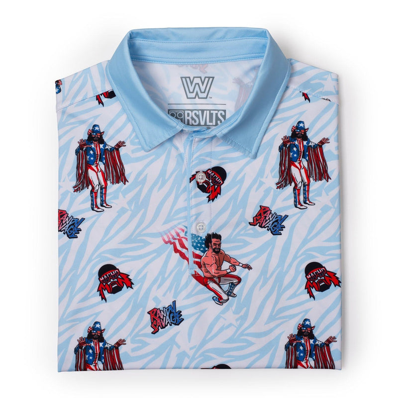 RSVLTS Macho Man USA All-Day Polo in Blue — detail 7