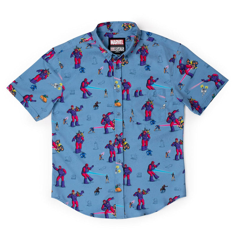 RSVLTS Night of the Sentinels KUNUFLEX Short Sleeve Shirt in Blue — detail 2