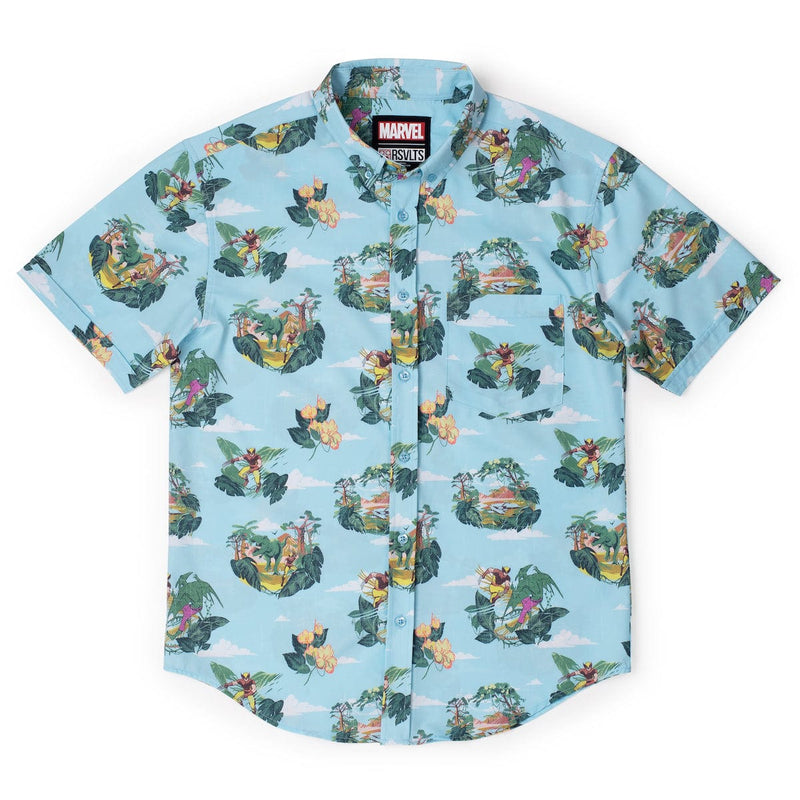 RSVLTS Savage Land KUNUFLEX Short Sleeve Shirt in Blue — detail 3