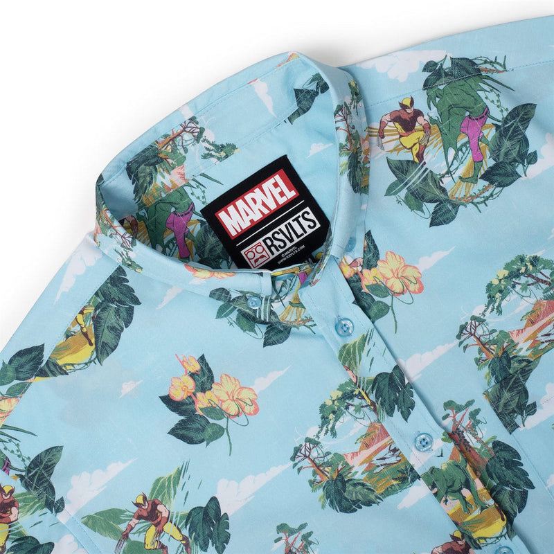 RSVLTS Savage Land KUNUFLEX Short Sleeve Shirt in Blue — detail 4
