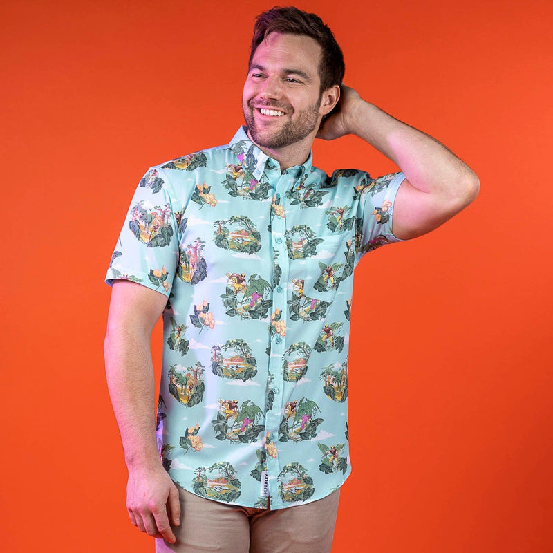 RSVLTS Savage Land KUNUFLEX Short Sleeve Shirt in Blue — detail 5