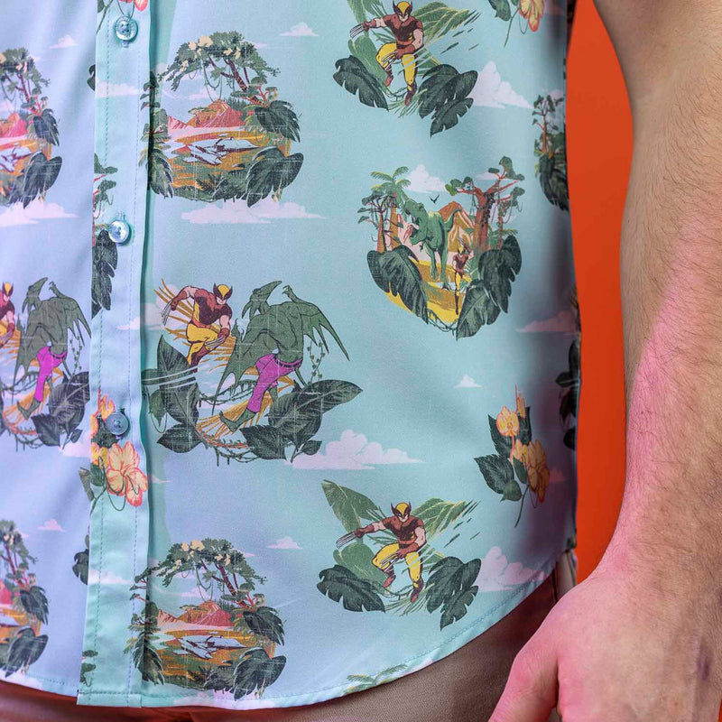RSVLTS Savage Land KUNUFLEX Short Sleeve Shirt in Blue — detail 6