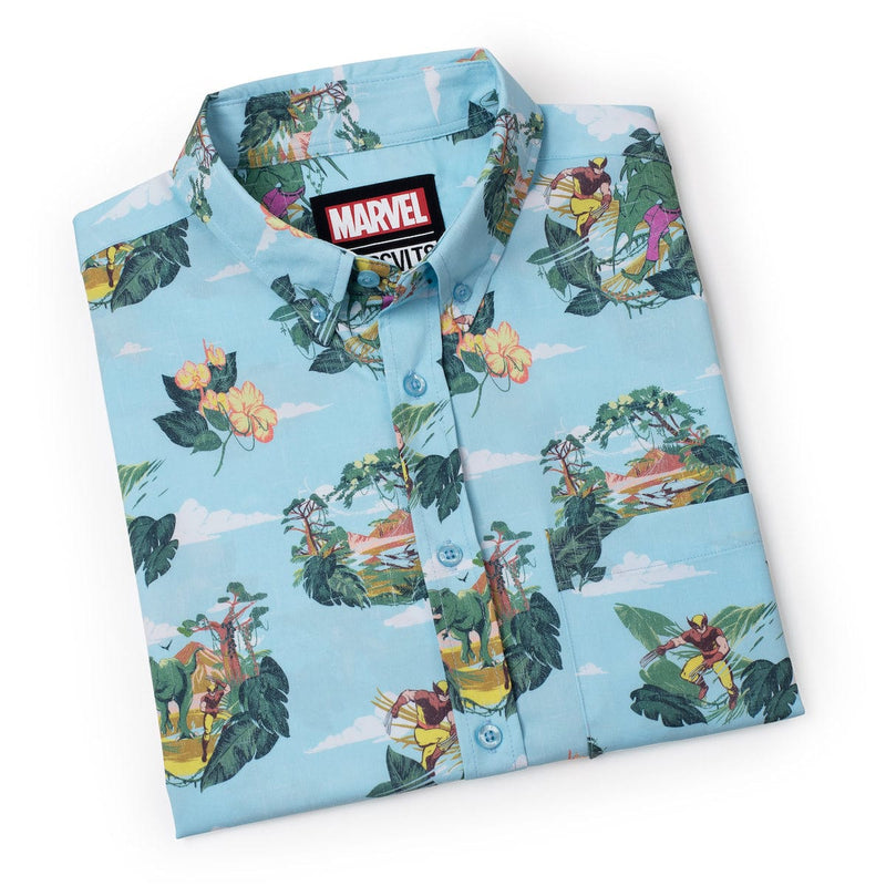 RSVLTS Savage Land KUNUFLEX Short Sleeve Shirt in Blue — detail 7