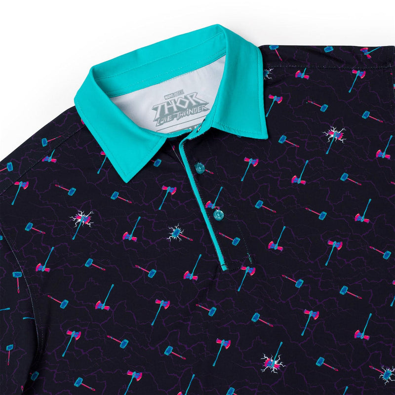 RSVLTS Mjolnir & Stormbreaker All-Day Polo in Black — detail 5