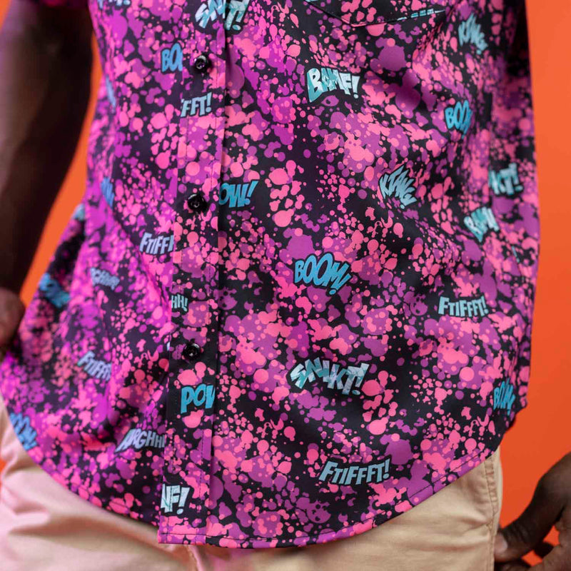 RSVLTS Fightin' Words KUNUFLEX Short Sleeve Shirt in Pink — detail 7