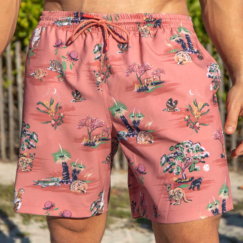 RSVLTS Land Down Under Hybrid Shorts in Brown — detail 2