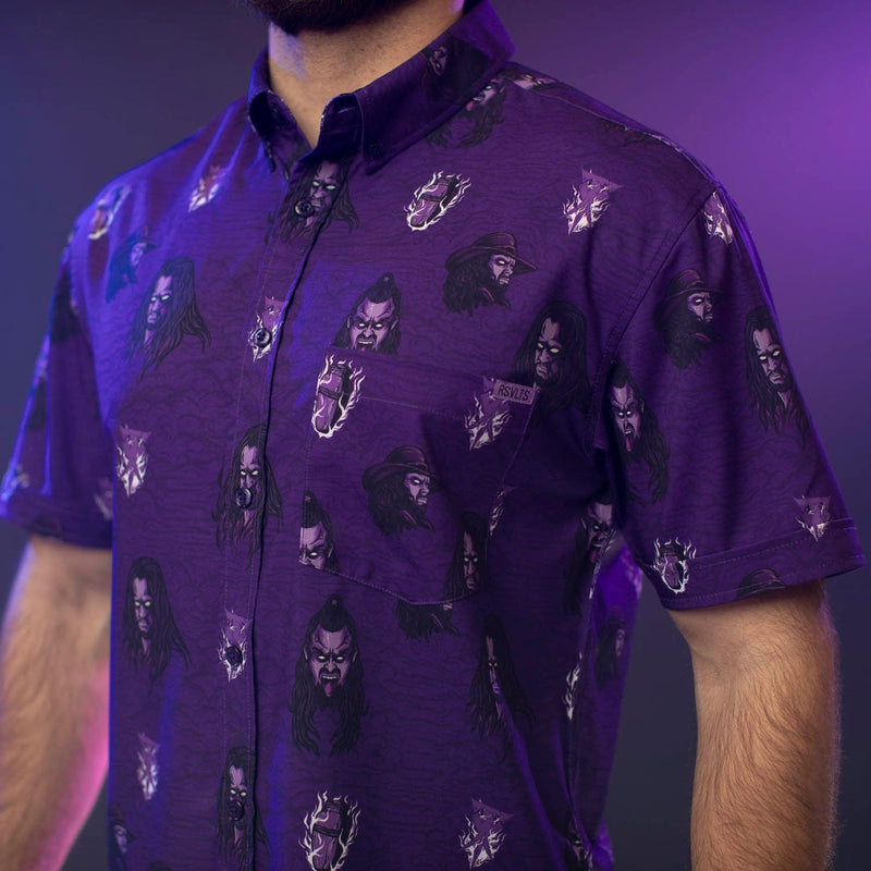 RSVLTS The Deadman KUNUFLEX Short Sleeve Shirt in Purple — front view