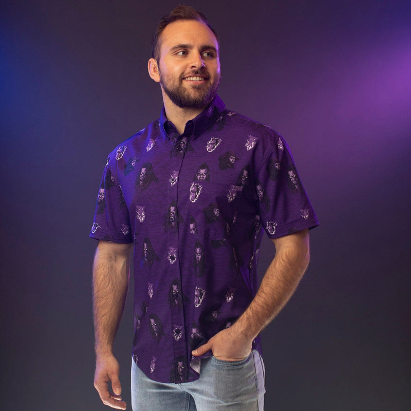 RSVLTS The Deadman KUNUFLEX Short Sleeve Shirt in Purple — detail 7