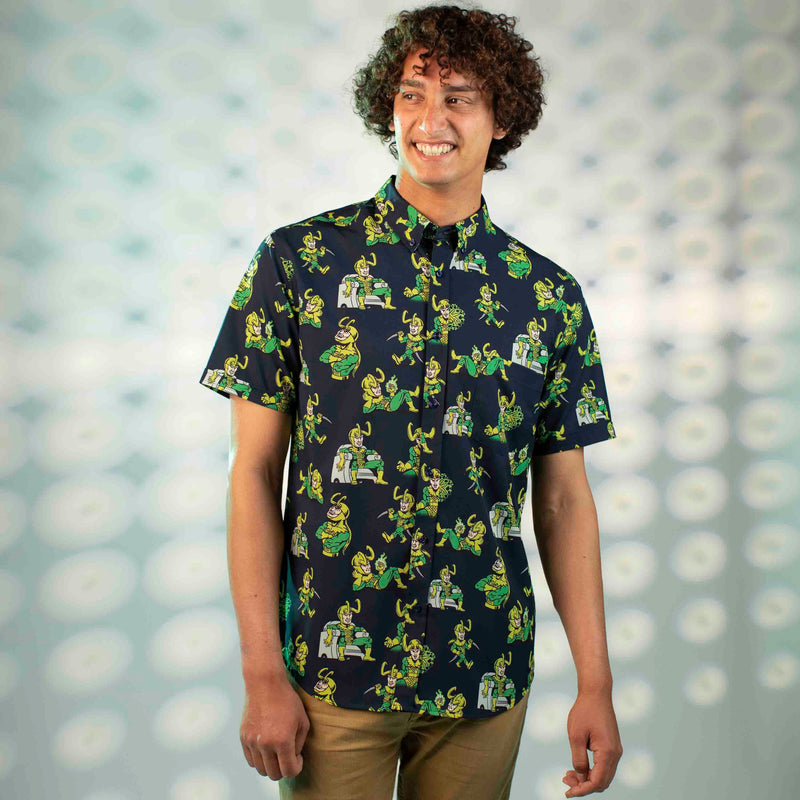 RSVLTS God of Mischief KUNUFLEX Short Sleeve Shirt in Black — detail 3