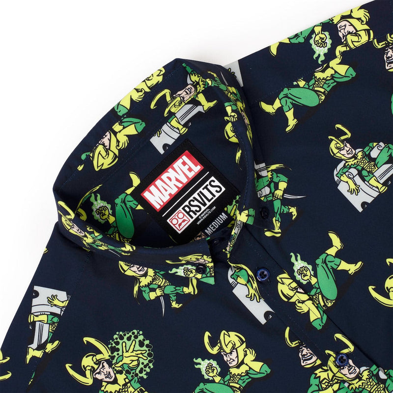 RSVLTS God of Mischief KUNUFLEX Short Sleeve Shirt in Black — detail 4